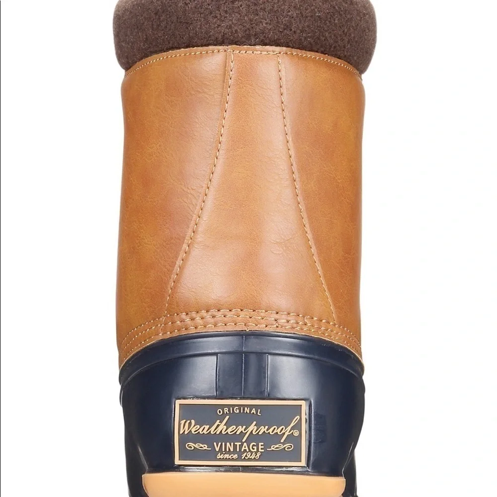 Waterproof Adam Duck Boots Tan leather, blue rubber on bottom Men’s Size 8 NWOT